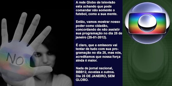 Internautas promovem boicote contra Globo
